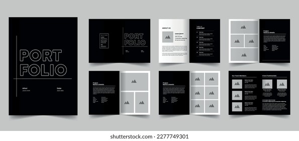 Minimal portfolio template design and brand guidelines layout 