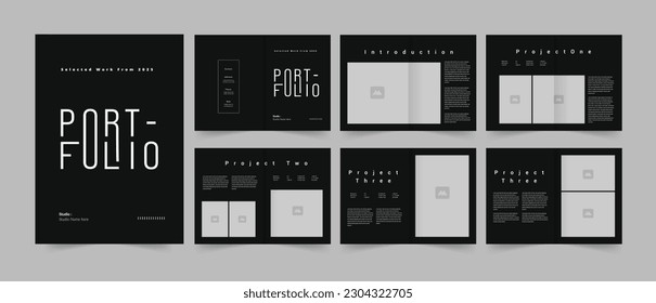 Minimal portfolio and vector 12 pages of minimalist black portfolio design