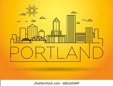 Minimal Portland Linear City Skyline with Typographic Design