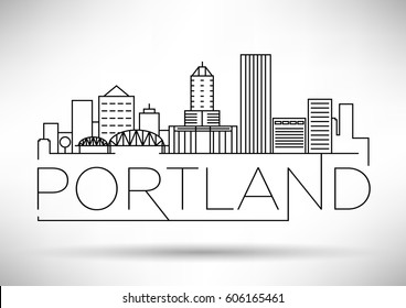 Minimal Portland Linear City Skyline with Typographic Design