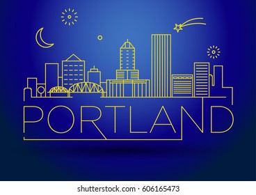 Minimal Portland Linear City Skyline with Typographic Design