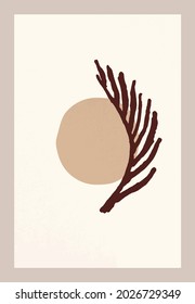 Minimal poster with abstract natural shapes composition. Contemporary collage style. Cover design
