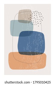Minimal poster with abstract organic shapes composition in trendy contemporary collage style, can be used for wall art decoration, postcard, cover design