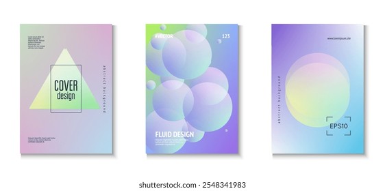 Minimal Poster. Blue Gradient Set. Triangle Background. Aesthetic Bright Collection. Fluorescent Digital Banner. Vibrant Placard. Abstract Shape. Purple Minimal Poster