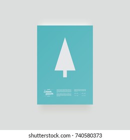 Minimal poster design with christmas tree. Eps 10 stock vector illustration