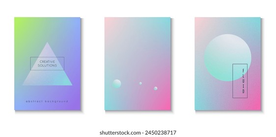Minimal Poster. Elegant Placard. Astronaut Modern Collection. Noise 3d Background. Gradient Design. Memphis Elements. Blue Grainy Holographic Set. Pink Minimal Poster