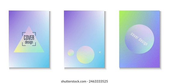 Minimal Poster. Elegant Placard. Violet Grainy Abstract Set. Vibrant Elements. Grain Holographic Design. Gradient Shape. Aesthetic Space Illustration. Pink Minimal Poster
