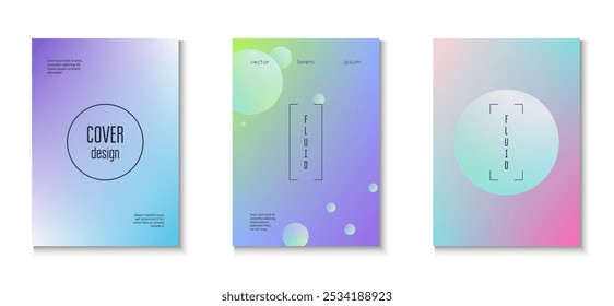 Minimal Poster. Futuristic Elegant Placard. Abstract Design. Hologram Elements. Gradient Background. Fluorescent Space Collection. Purple Holographic Set. Blue Minimal Poster