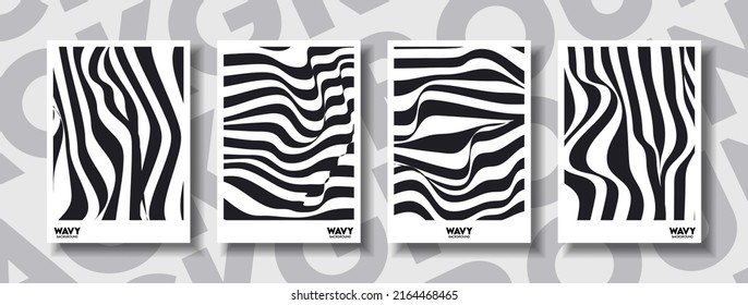 Minimal poster geometric shape line and cover black wavy design