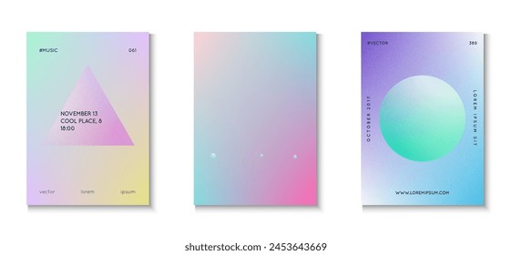 Minimal Poster. Grainy Triangle Background. Gradient Design. Vibrant Placard. Violet Texture Holographic Set. Memphis Banner. Cyberpunk Neon Collection. Blue Minimal Poster