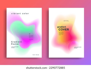 Minimal poster layout with vibrant fluid gradient. Modern abstract flyer with blurs pink and yellow shapes. Vector