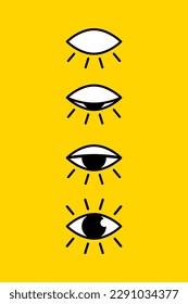 Minimal poster open and closed eye. Esoteric icon, symbol