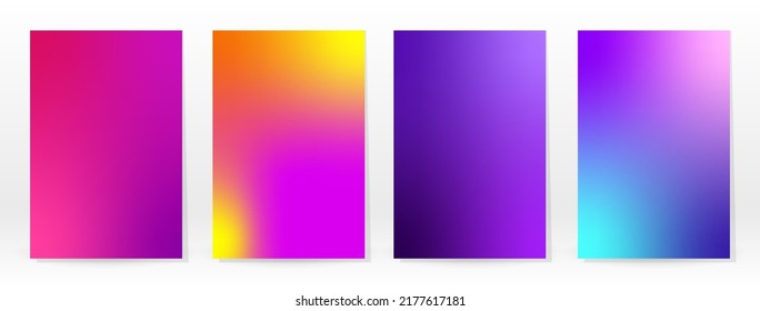 Minimales Poster. Pastellweich. Rainbow Gradient Set. Grafikfarbener Hintergrund. unscharfe Mesh-Textur. Vector Modern Banner. Abstrakte helle Tapete. Gradient Technology Cover. Design für mobile Vorlagen.