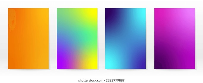Minimales Poster. Pastellweich. Rainbow Gradient Set. Grafikfarbener Hintergrund. unscharfe Mesh-Textur. Vector Modern Banner. Abstrakte helle Tapete. Gradient Technology Cover. Design für mobile Vorlagen.