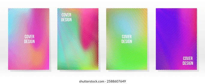 Minimal Poster. Pastel Soft. Rainbow Gradient Set. Graphic Color Background. Blurred Mesh Texture. Vector Modern Banner. Abstract Bright Wallpaper. Gradient Technology Cover. Mobile Template Design.
