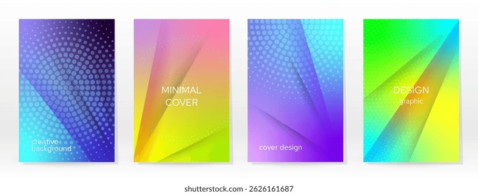 Minimal Poster. Pastel Soft. Rainbow Gradient Set. Graphic Color Background. Blurred Mesh Texture. Vector Modern Banner. Abstract Bright Wallpaper. Gradient Technology Cover. Mobile Template Design.