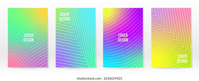 Minimal Poster. Pastel Soft. Rainbow Gradient Set. Graphic Color Background. Blurred Mesh Texture. Vector Modern Banner. Abstract Bright Wallpaper. Gradient Technology Cover. Mobile Template Design.