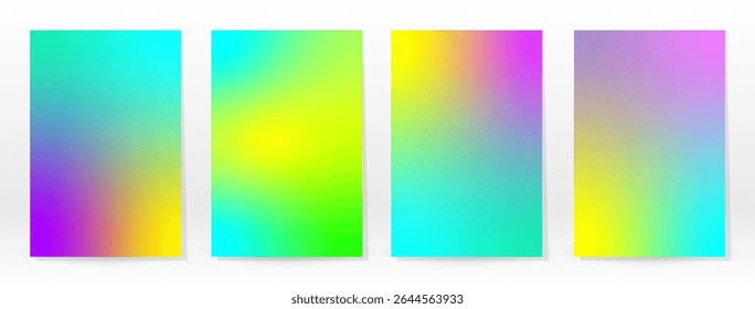 Minimal Poster. Pastel Soft. Rainbow Gradient Set. Graphic Color Background. Blurred Mesh Texture. Vector Modern Banner. Abstract Bright Wallpaper. Gradient Technology Cover. Mobile Template Design.