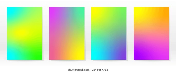 Minimal Poster. Pastel Soft. Rainbow Gradient Set. Graphic Color Background. Blurred Mesh Texture. Vector Modern Banner. Abstract Bright Wallpaper. Gradient Technology Cover. Mobile Template Design.