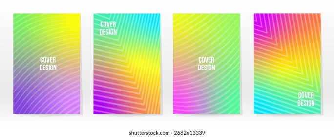 Póster mínimo. Pastel suave. Conjunto de degradado de arco iris. Fondo de color gráfico. Textura de malla borrosa. Vector Anuncio moderno. Abstractas Fondo de pantalla brillante. Cubierta de Tecnología degradada. Diseño de Plantilla móvil.