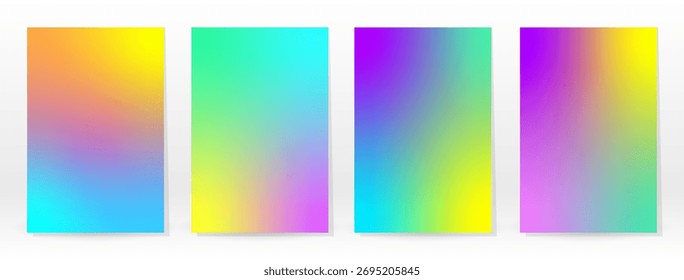 Póster mínimo. Pastel suave. Conjunto de degradado de arco iris. Fondo de color gráfico. Textura de malla borrosa. Vector Anuncio moderno. Abstractas Fondo de pantalla brillante. Cubierta de Tecnología degradada. Diseño de Plantilla móvil.
