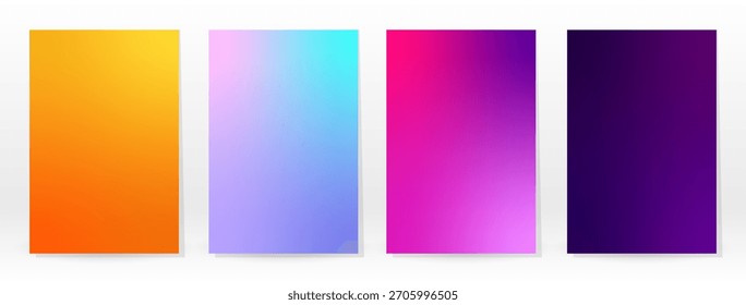 Póster mínimo. Pastel suave. Conjunto de degradado de arco iris. Fondo de color gráfico. Textura de malla borrosa. Vector Anuncio moderno. Abstractas Fondo de pantalla brillante. Cubierta de Tecnología degradada. Diseño de Plantilla móvil.