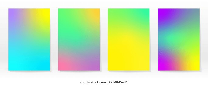 Póster mínimo. Pastel suave. Conjunto de degradado de arco iris. Fondo de color gráfico. Textura de malla borrosa. Vector Anuncio moderno. Abstractas Fondo de pantalla brillante. Cubierta de Tecnología degradada. Diseño de Plantilla móvil.