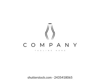 minimal pottery vase craft logo design