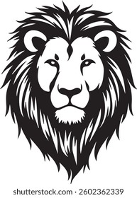 A minimal, powerful vector of a male lion's face, perfect for graphic projects, logos, and decor. Clean lines and striking details make this artwork ideal for commercial, creative use.