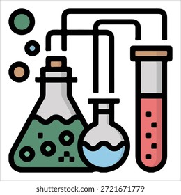 Química de práctica mínima con el ícono de Vector de los tubos de ensayo aislado