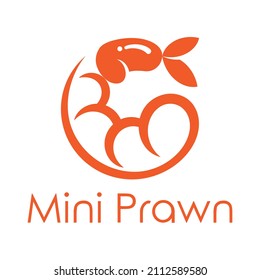 Minimal prawn logo concept vector illustration.