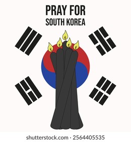 Minimal Pray for South Korea banner template design. Flag of South Korea and candles. Pray for South Korea theme. EPS 10