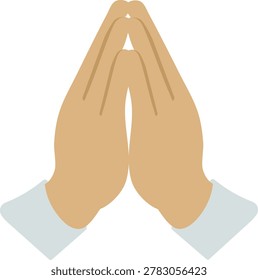 Minimal Praying Hands Isolated on White Background, Christian Prayer Vector Illustration