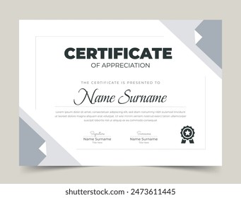 Minimal Premium certificate of achievement template, Clean Modern certificate template