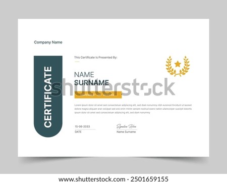 Minimal Premium certificate of achievement template, Clean Modern certificate template