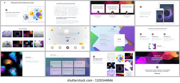 Minimal presentation, portfolio templates with vibrant geometric backgrounds made simple shapes in hipster style. Brochure cover vector design. Presentation slides for flyer, leaflet, brochure, report