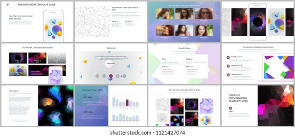 Minimal presentation, portfolio templates with vibrant geometric backgrounds made simple shapes in hipster style. Brochure cover vector design. Presentation slides for flyer, leaflet, brochure, report