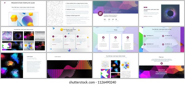 Minimal presentation, portfolio templates with vibrant geometric backgrounds made simple shapes in hipster style. Brochure cover vector design. Presentation slides for flyer, leaflet, brochure, report