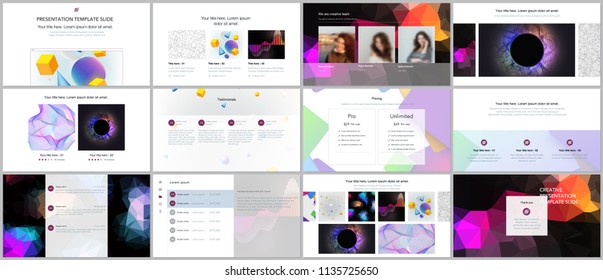 Minimal presentation, portfolio templates with vibrant geometric backgrounds made simple shapes in hipster style. Brochure cover vector design. Presentation slides for flyer, leaflet, brochure, report