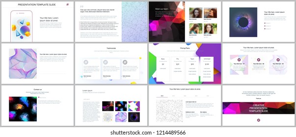 Minimal presentation, portfolio templates with vibrant geometric backgrounds made simple shapes in hipster style. Brochure cover vector design. Presentation slides for flyer, leaflet, brochure, report