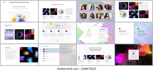Minimal presentation, portfolio templates with vibrant geometric backgrounds made simple shapes in hipster style. Brochure cover vector design. Presentation slides for flyer, leaflet, brochure, report