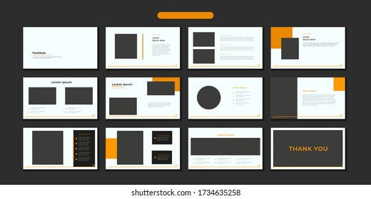 Minimal presentation template, with orange and black color, modern and unique slide presentation.