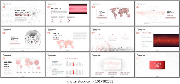 Minimal presentation templates. Tech elements on white background. Technology sci-fi concept vector design. Presentation slides for flyer, leaflet, brochure, report, marketing, advertising, banner