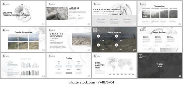 Minimal presentation templates. Technology design on white background. Futuristic technology circle element. Brochure cover vector design. Presentation slides for flyer, brochure, report, advertising.