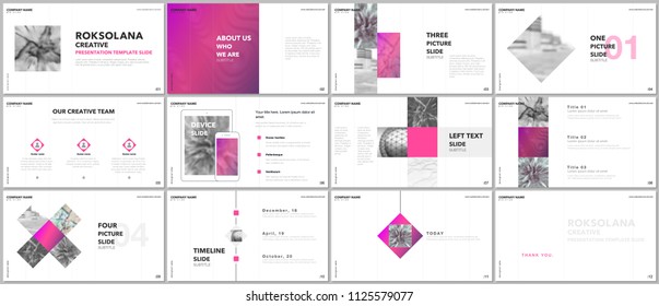 Minimal presentations design, portfolio vector templates with elements on white background. Multipurpose template for presentation slide, flyer leaflet, brochure cover, report, marketing, advertising.