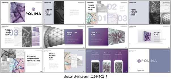Minimal presentations design, portfolio vector templates with elements on white background. Multipurpose template for presentation slide, flyer leaflet, brochure cover, report, marketing, advertising.
