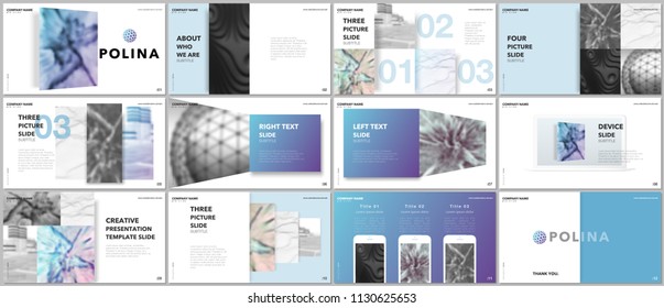 Minimal presentations design, portfolio vector templates with elements on white background. Multipurpose template for presentation slide, flyer leaflet, brochure cover, report, marketing, advertising.