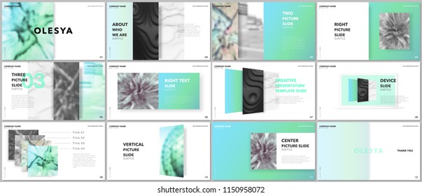 Minimal presentations design, portfolio vector templates with elements on white background. Multipurpose template for presentation slide, flyer leaflet, brochure cover, report, marketing, advertising.