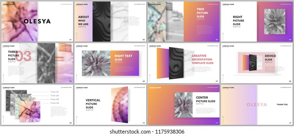 Minimal presentations design, portfolio vector templates with elements on white background. Multipurpose template for presentation slide, flyer leaflet, brochure cover, report, marketing, advertising