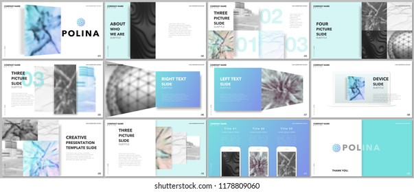 Minimal presentations design, portfolio vector templates with elements on white background. Multipurpose template for presentation slide, flyer leaflet, brochure cover, report, marketing, advertising.